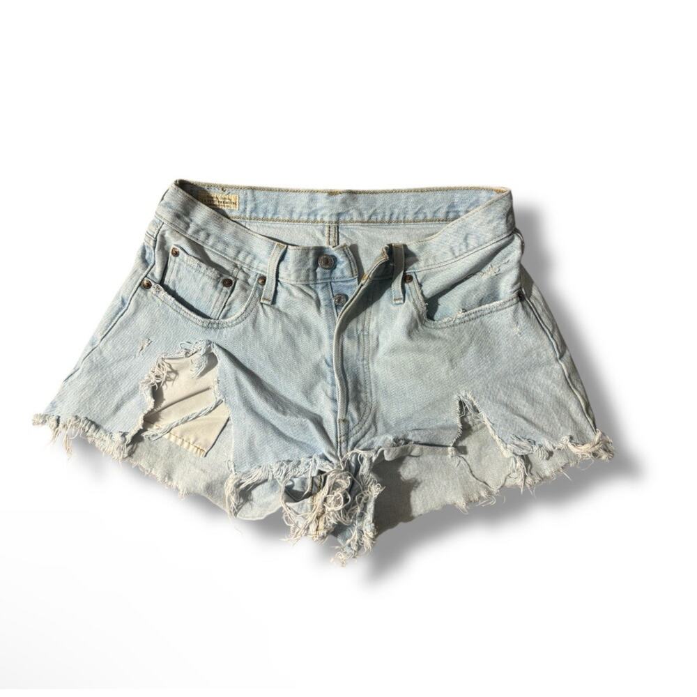 Levi's Sz 30" Waist 501 Distressed High Rise Cutoff Denim Shorts Button Fly 150P